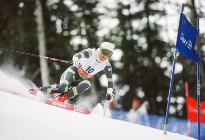 Andreas Wenzel of Liechtenstein skis the second run Men's Giant Sl- Old Photo