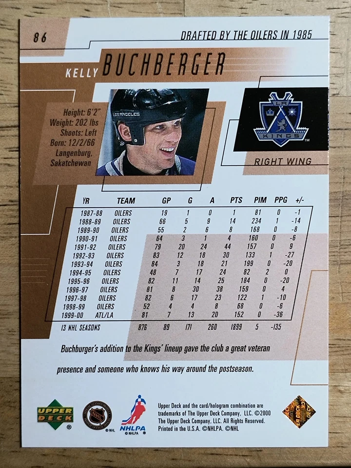 2000-01 Upper Deck #86 Kelly Buchberger - Image 2 of 2