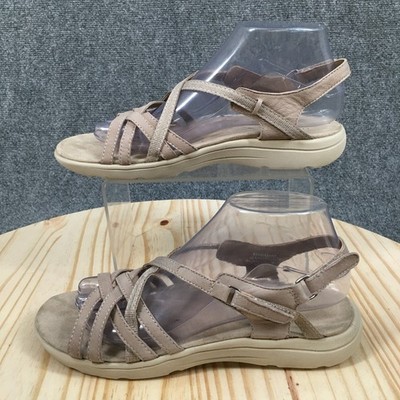 Easy Spirit Sandals Womens 8 M Sava Sana Strappy Beige Leather Casual Open Toe