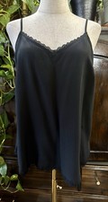 Sz L Urban Outfitters 100 Silk Black Lace Cami Tank Top Chemise UO Camisole