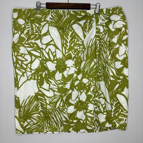 Lane Bryant Skirt Women 24 Green Tropical Wrap Floral A-Line Mini
