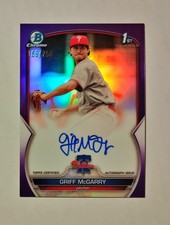 Griff McGarry 2023 1st Bowman Chrome AUTO PURPLE REFRACTOR 169/250 Raw RC z6