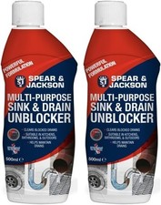Drain Unblocker 2 x 500ml Spear & Jackson Heavy Duty formula