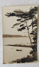 VTG 1930 RPPC ROWBOATS ROW BOATS AT REST on Forested Lake Art Photography