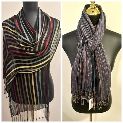 NWT Rising Tide Rayon Stripe Multi Scarf Bundle Of 2