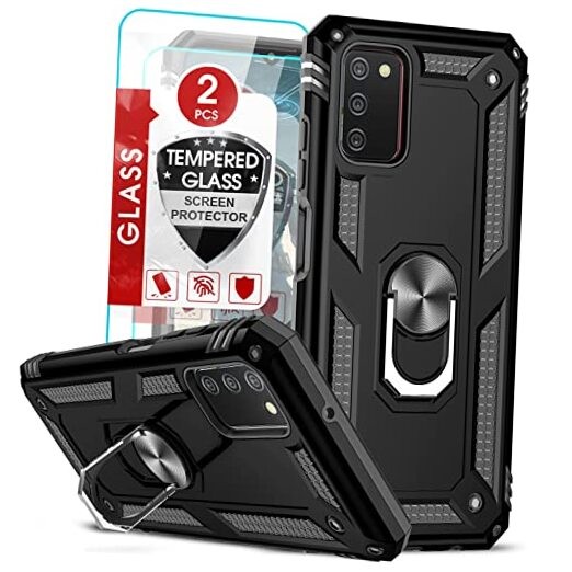 Samsung Galaxy A03S Phone Case 2 Pack Black Shockproof Protective Cover