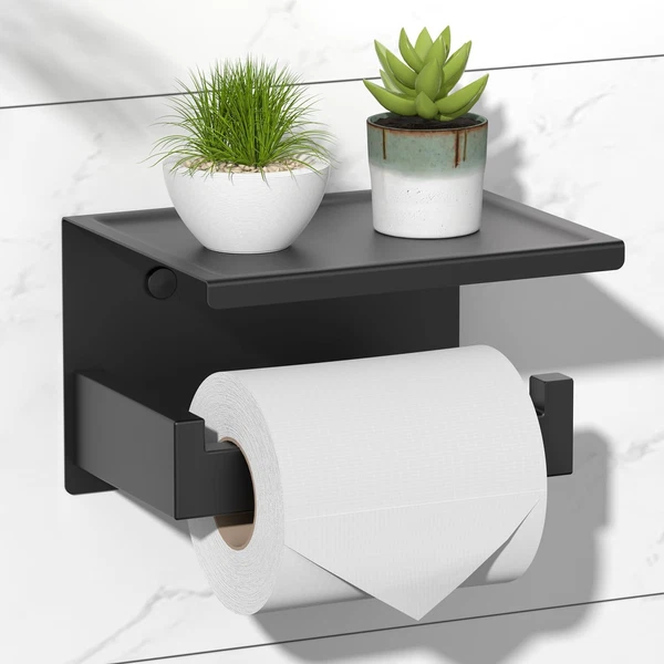 Toilettenpapierhalter Ohne Bohren, Selbstklebend Klopapierhalter Mit Ablage, Ede-image
