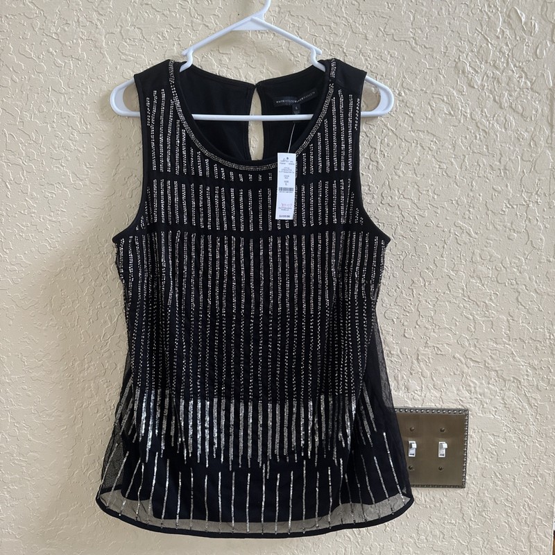 White House Black Market Women Top Size Large Beaded Sequin Cocktail Party Gala