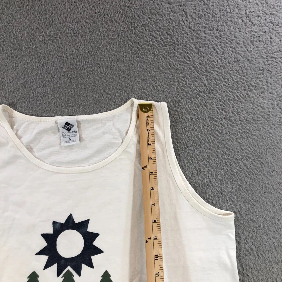 Camisa de Colección Columbia Mujer L Blanca Camiseta sin Mangas Punto Único Hecha en EE. UU. Foto 4 de 4