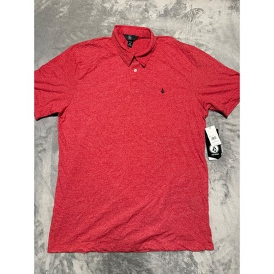 Volcom Wrecker MT Polo Mens XL Red Short Sleeve Heathered Logo A0102102