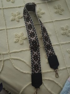 Bohemian Guitar Or Crossbody Bag Strap Black Multi Adjustable Gold Hardware Wide