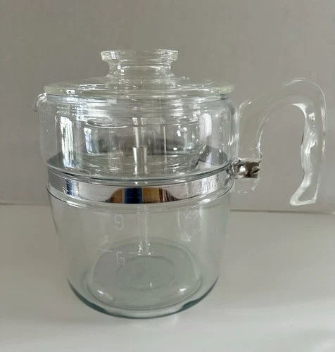 Vintage Pyrex Flameware Glass 9 Cup Percolator Coffee Pot Complete - 7759