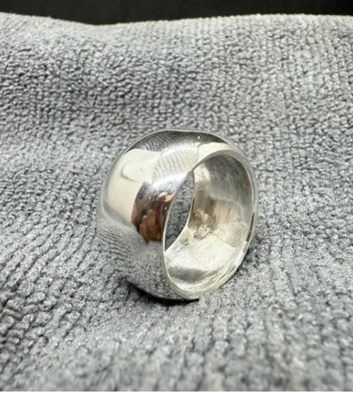 Solid 925 Sterling Silver Dome Ring, Handmade Wide Band, Chunky Stateme All Size - Image 4 of 4