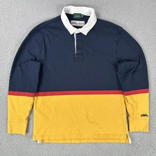 J Crew Merrimack Rugby Shirt Men Medium Elbow Patch Sanborn Canoe Colorblock