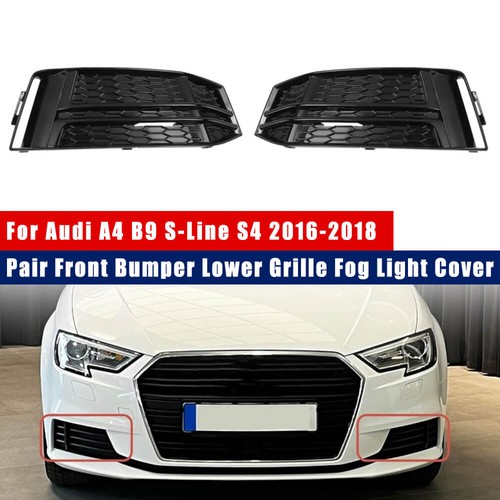 Front Bumper Lower Grille Fog Light Cover For Audi A4 B9 S-Line S4 2016-2018 - Picture 2 of 8