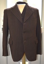 1940s men's two piece  brown pinstripe suit jacket and waistcoat