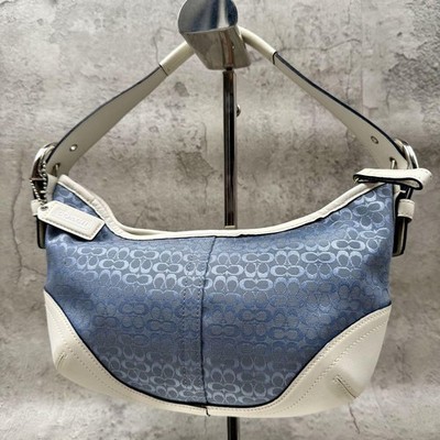 Vintage Coach 6351 Small Baby Blue Signature Hobo Bag including