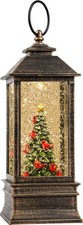 10'' Lighted Christmas Tree Cardinal Music Snow Globe Water Lantern