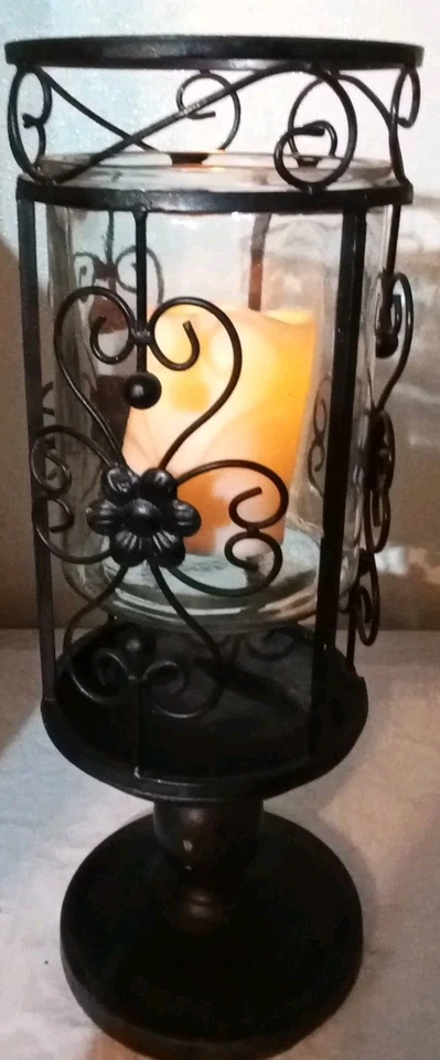 Soporte de linterna decorativa de metal con inserto de vidrio de alta resistencia S Foto 2 de 4