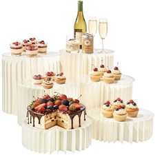 6 Pack Buffet Risers, Acrylic  Cardboard Foldable Cake Display Stands for De...