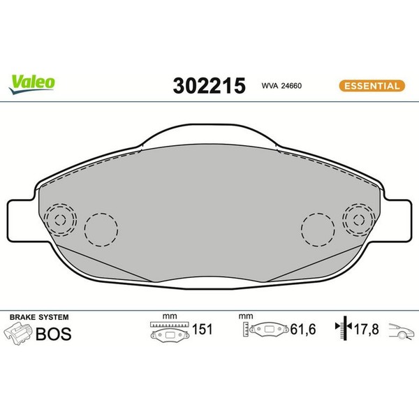 Valeo 302215 Bremsbelagsatz FüR Peugeot 3008 308 4A 4C 4E 4H 0U 4B Bremse-image