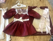 Pleasant Company American Girl Samantha 1989 Christmas Dress Ribbon Tights Bag