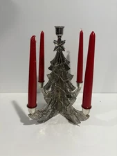 Vintage Godinger Silver-plated Christmas Tree Candle Holder Centerpiece