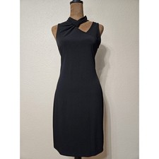 Michael Kors Women’s Sleeveless Black Sheath Dress Asymmetrical Neckline Size S