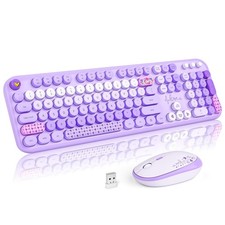 MOFII Wireless Keyboard and Mouse Combo, Cute Retro Typewriter Keyboard and Sile