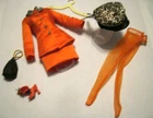 BARBIE FASHION CLOTHES ~ ORANGE SATIN SUIT+LEOPARD TRIM OUTFIT w/ACCESSORIES SET