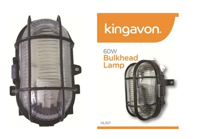 KINGAVON Outdoor Bulkhead Light Industrial Vintage Style Security Lamp with Guard - Black