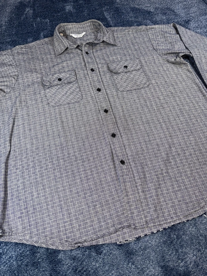 Camisa Five Brother Para Hombre XXL Azul Gris Abotonada De Colección Hecha en EE. UU. Trabajo Pesado De Colección Foto 3 de 4
