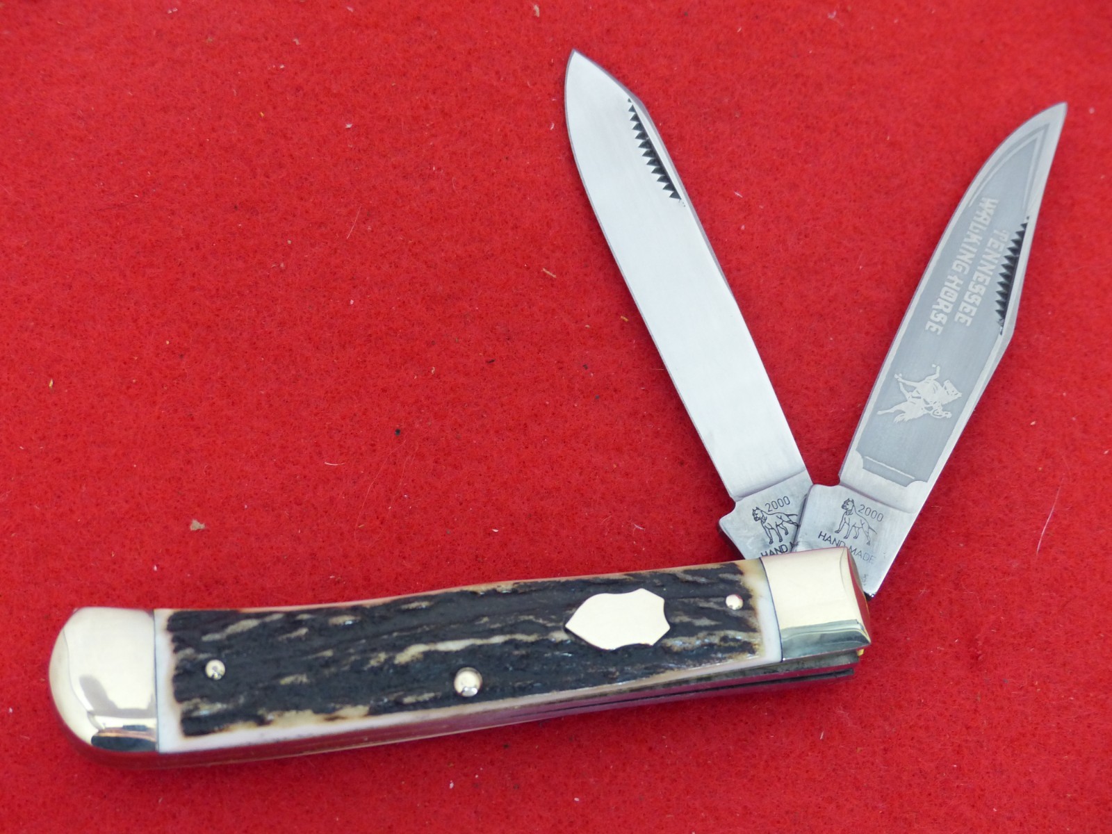 Bulldog Brand Germany 2000 hand forged stag TN Walking Horse trapper knife