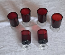  6er/Set, 70er Luminarc France, Schnapsglas, Rubinrot,  7,5 cm h.