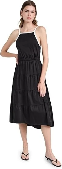 OFF WHITE ABITO MIDI ALICE E OLIVIA HARTLEY RACCOLTO NERO BIANCO FIOCCO TG 12