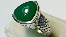 ATTRACTIVE SEA GREEN CHALCEDONY AGATE IN STERLING SILVER 925 RING SIZE 7.75-8.0 
