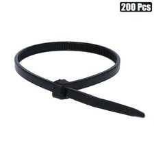 200 Pcs 8" Nylon Plastic Cable Zip Tie Wire Cord Strap Wrap Fasten 40 Lbs Black