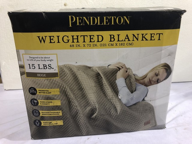 Pendleton 15 Lb Weighted Blanket Beige Velvet 48" X 72" Adult Anxiety