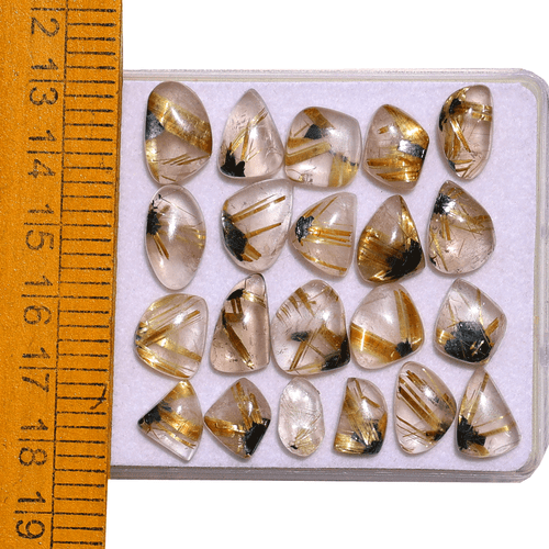 Lote de 21 piedras preciosas cabujón de cuarzo rutilo dorado estrella hematita natural 9-14,5 mm