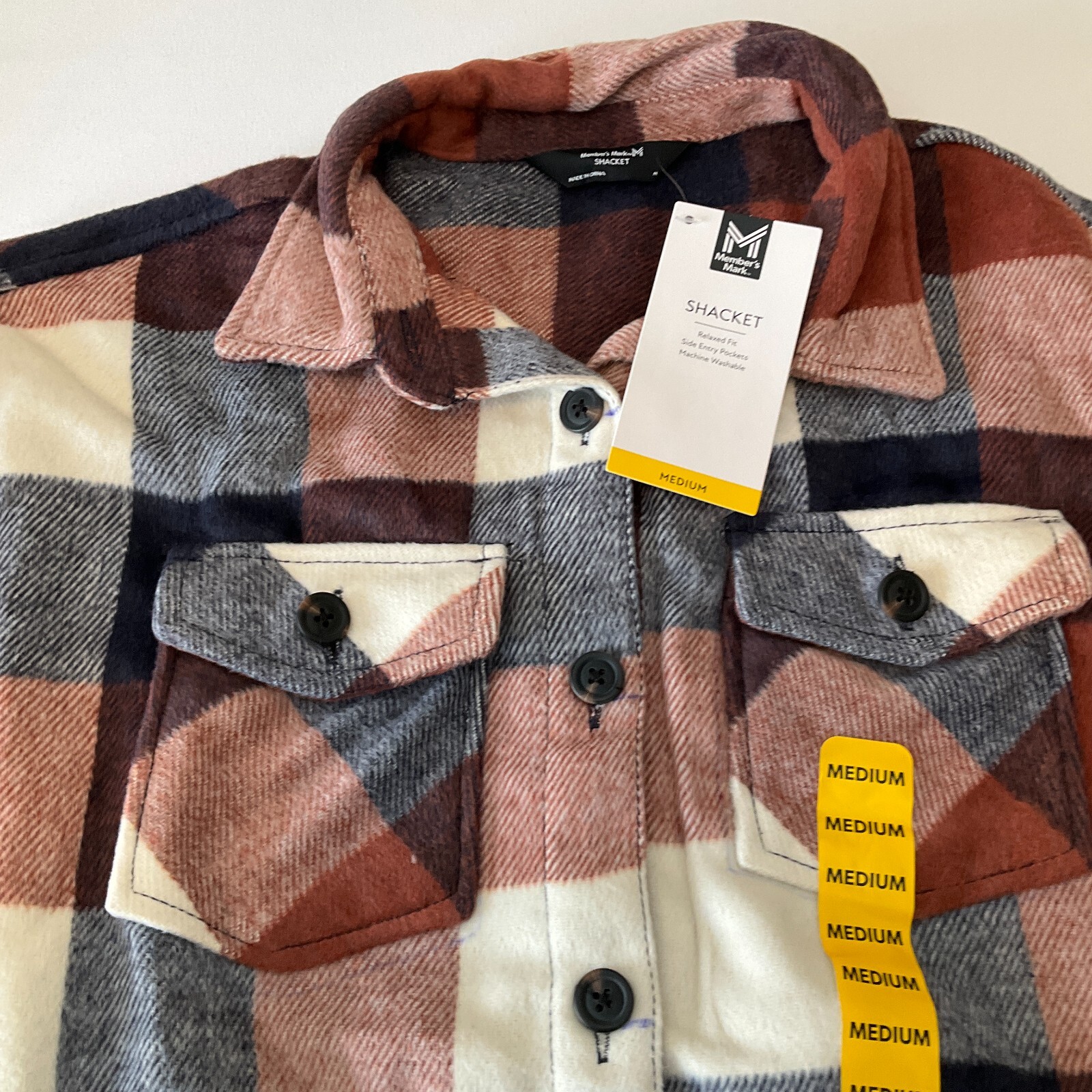 Members Mark Quarter Zip Pullover And Button Front Plaid Shacket Womens Size M