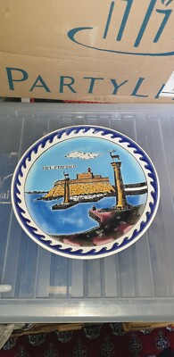 ibiscus keramik Rhodos Hafen Handarbeit bemalt schöne Hafenschiffe Griechenland
