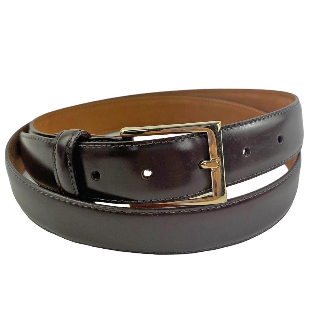 BROOKS BROTHERS Belt Dark Brown Lacquer Leather Sz. 42 Made in