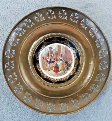 Cries of London 12'' Brass Framed Regency Bone China Plate Yellow Primrose Hanger