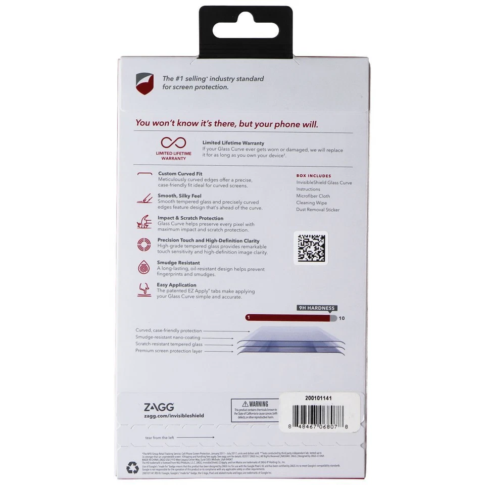 ZAGG Glass Curved Screen Protector for Google Pixel 2 XL - Clear - Image 2 of 4