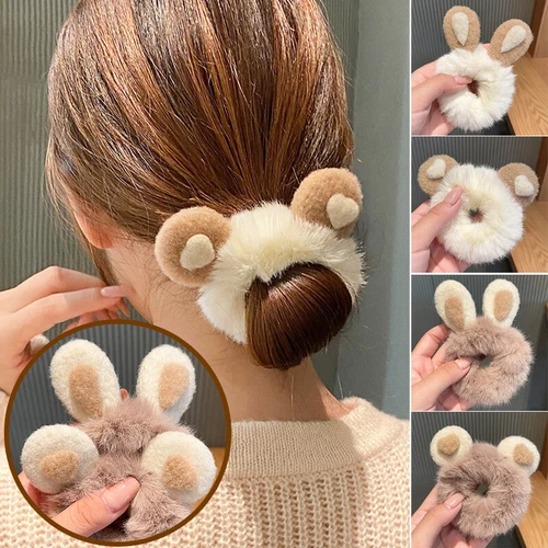 2X Plüsch Haargummi Hase Kaninchen Rabbit Mädchen Haarschmuck 15 Farben - Bild 4 von 21