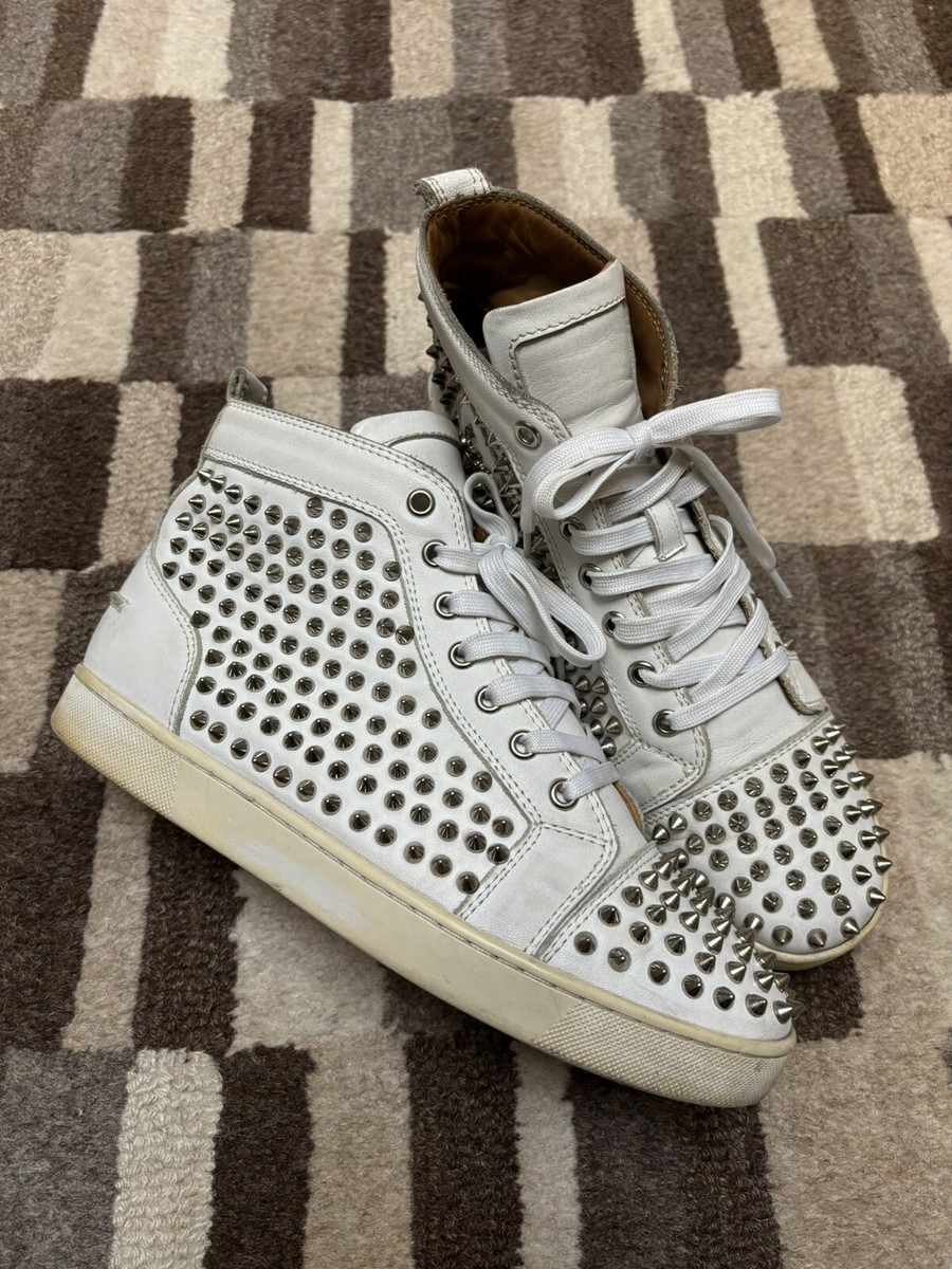 【希少】Christian Louboutin スパイクス スニーカー ホワイト Mens Christian Louboutin White Silver Spike Sneakers Size 41