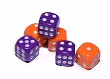 6 Pack Orange and Purple Opaque Dice Set 16mm 6-Sided RPG Magic D&D Unique