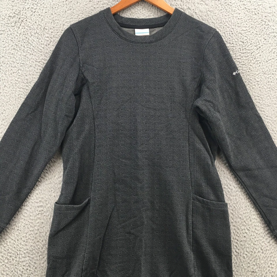 Vestido Columbia Shift para mujer M gris mezcla de algodón manga larga cuello redondo pulóver Foto 2 de 4