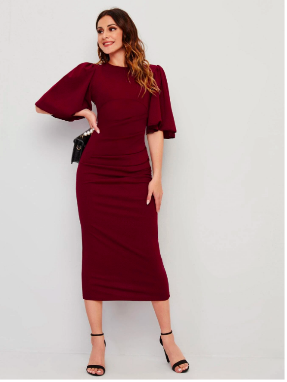 Burgundy Modely Butterfly Sleeve Keyhole Back Split Hem Dress Sz XS S M L XL XXL | eBay Burgundy Modely Butterfly Sleeve Keyhole Back Split Hem Dress Sz XS S M L XL XXL | eBay