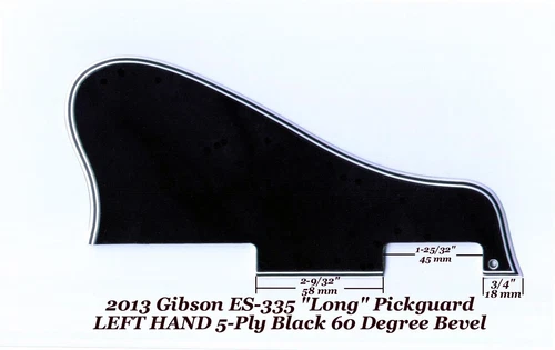Gibson ES-335 LONG 2013 LEFT HAND Pickguard 5-Ply Blk W/Mount Guitar Project NEW